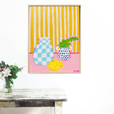 Dotty Vase On Yellow Stripes