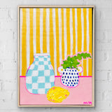 Dotty Vase On Yellow Stripes