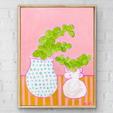 Two Pots On Pink Stripes