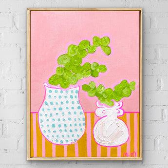 Two Pots On Pink Stripes